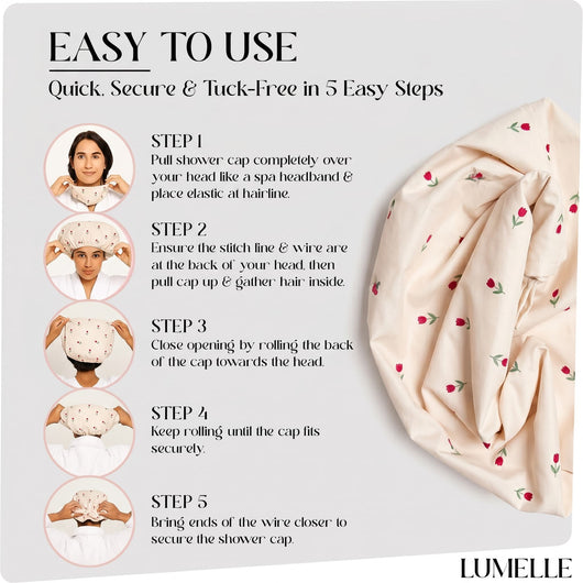 Lumelle Shower Cap & XL Hair Towel Bundle